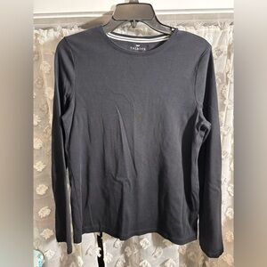 Talbots Classic Black Crew Neck 100% Cotton Top